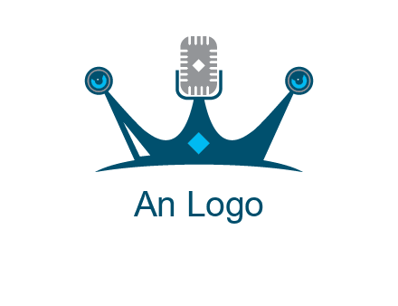 mic and speaker merge with crown logo