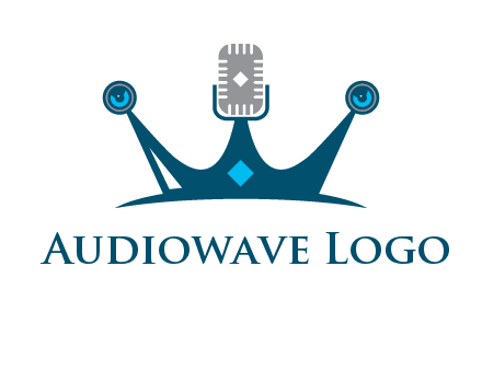 mic and speaker merge with crown logo