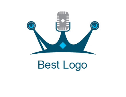 mic and speaker merge with crown logo
