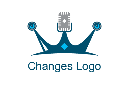 mic and speaker merge with crown logo