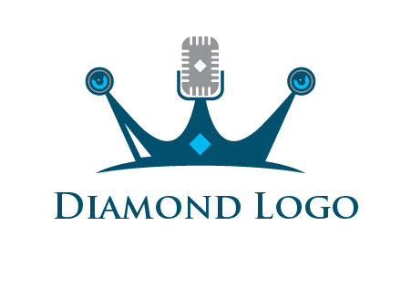 mic and speaker merge with crown logo
