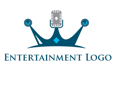 mic and speaker merge with crown logo