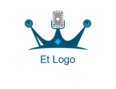 mic and speaker merge with crown logo