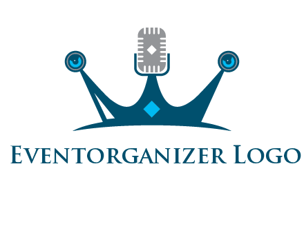 mic and speaker merge with crown logo