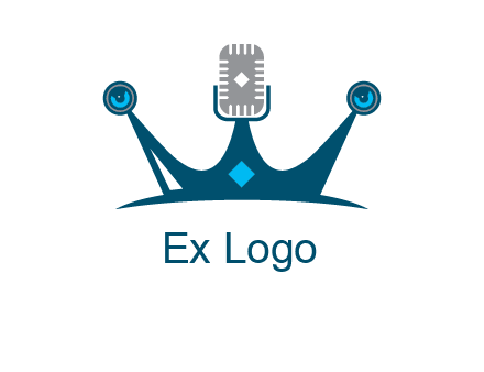 mic and speaker merge with crown logo