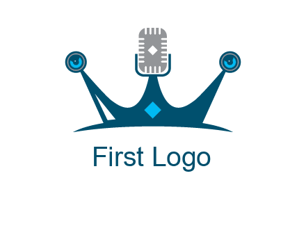 mic and speaker merge with crown logo