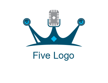 mic and speaker merge with crown logo