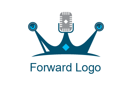 mic and speaker merge with crown logo