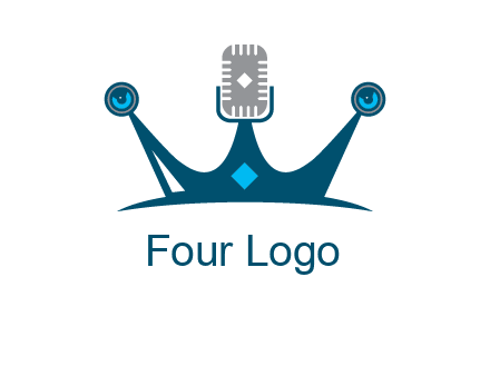 mic and speaker merge with crown logo