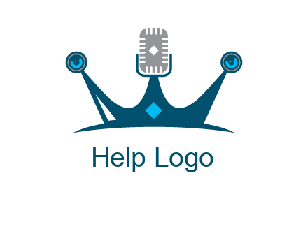 mic and speaker merge with crown logo