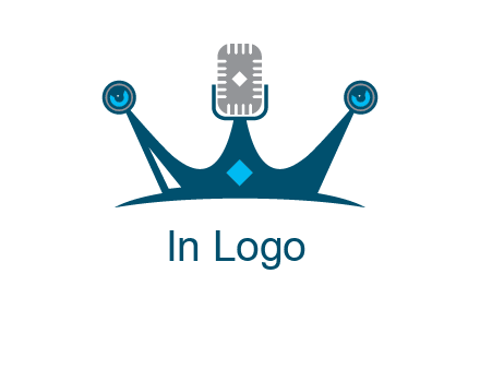 mic and speaker merge with crown logo