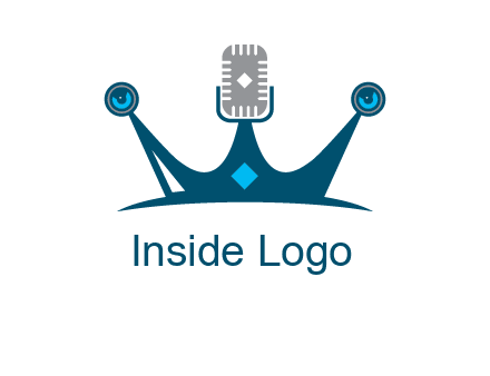 mic and speaker merge with crown logo