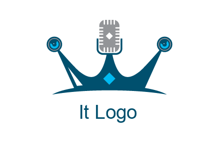 mic and speaker merge with crown logo