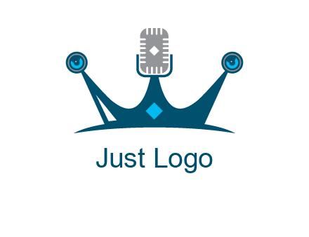 mic and speaker merge with crown logo