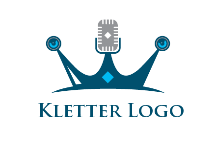 mic and speaker merge with crown logo