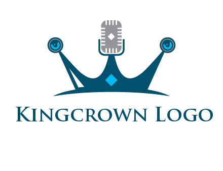 mic and speaker merge with crown logo