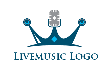 mic and speaker merge with crown logo