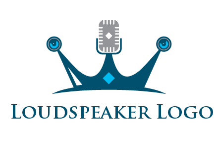 mic and speaker merge with crown logo