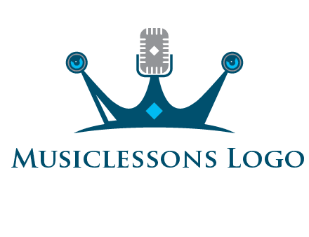 mic and speaker merge with crown logo