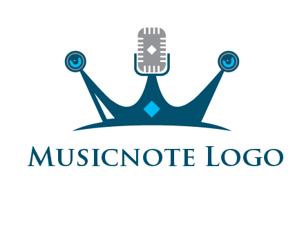 mic and speaker merge with crown logo