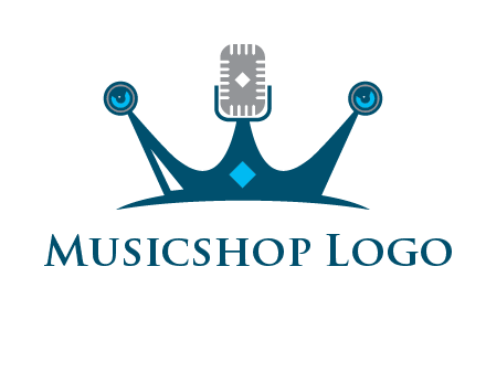 mic and speaker merge with crown logo