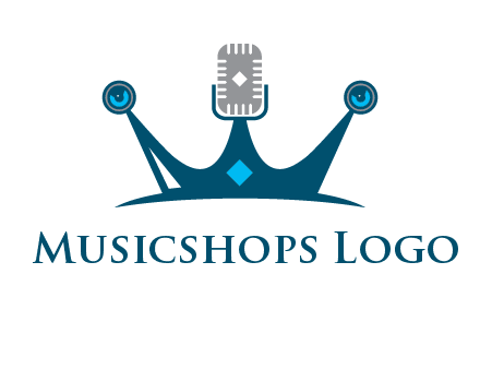mic and speaker merge with crown logo
