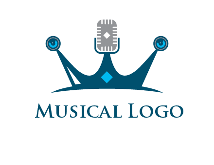 mic and speaker merge with crown logo