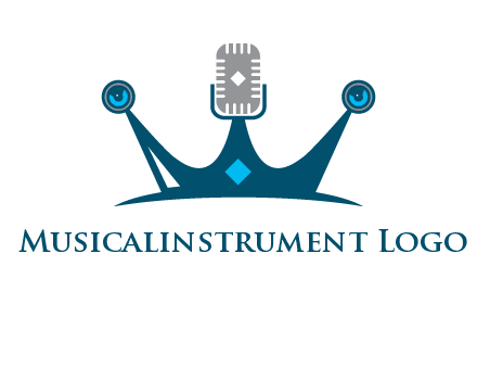 mic and speaker merge with crown logo