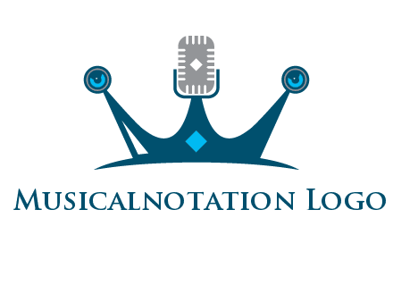 mic and speaker merge with crown logo