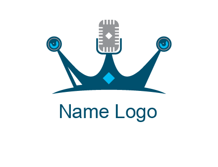 mic and speaker merge with crown logo