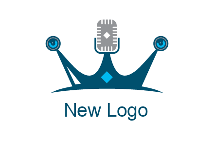 mic and speaker merge with crown logo
