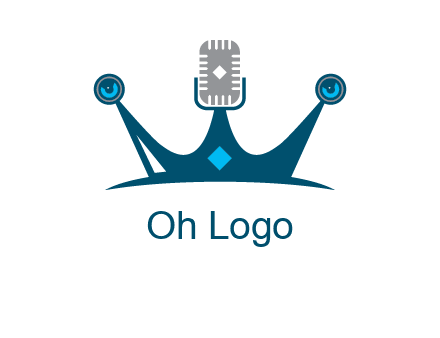 mic and speaker merge with crown logo