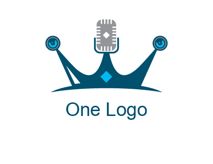mic and speaker merge with crown logo