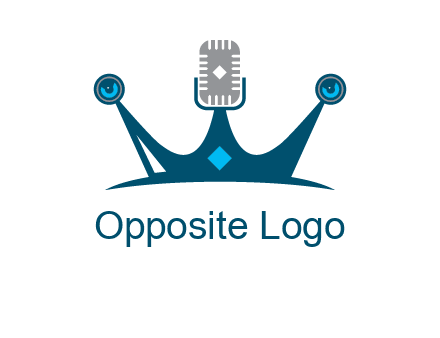 mic and speaker merge with crown logo