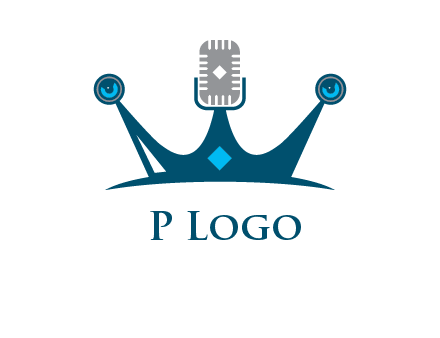 mic and speaker merge with crown logo