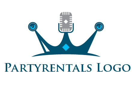 mic and speaker merge with crown logo