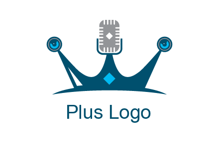 mic and speaker merge with crown logo