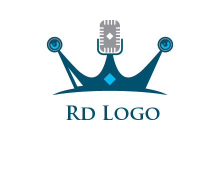 mic and speaker merge with crown logo