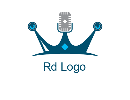 mic and speaker merge with crown logo