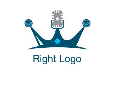 mic and speaker merge with crown logo