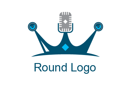 mic and speaker merge with crown logo