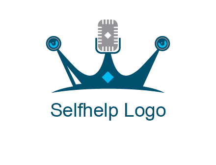 mic and speaker merge with crown logo