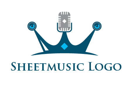 mic and speaker merge with crown logo