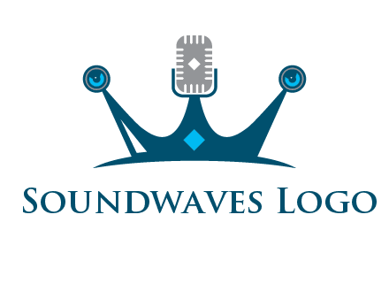 mic and speaker merge with crown logo