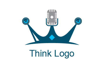 mic and speaker merge with crown logo