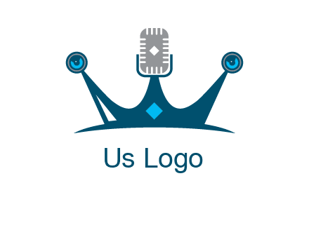 mic and speaker merge with crown logo