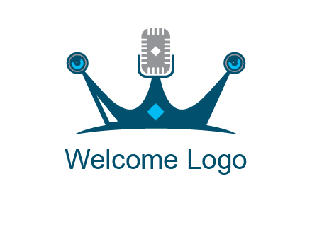 mic and speaker merge with crown logo