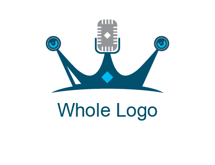 mic and speaker merge with crown logo
