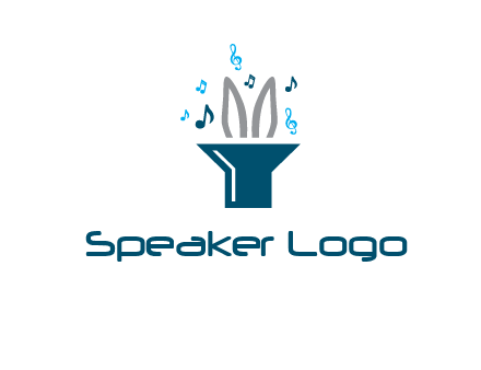 rabbit in speaker with music notes logo