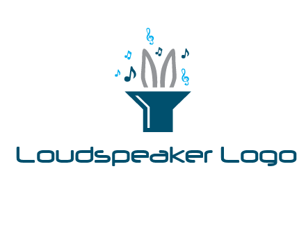 rabbit in speaker with music notes logo